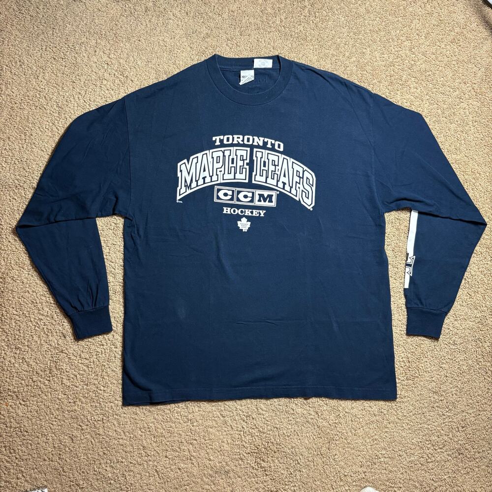 Vintage‎ Toronto Maple Leafs CCM Y2K Hockey Men’s Sz XXL Long sleeve Shirt Blue